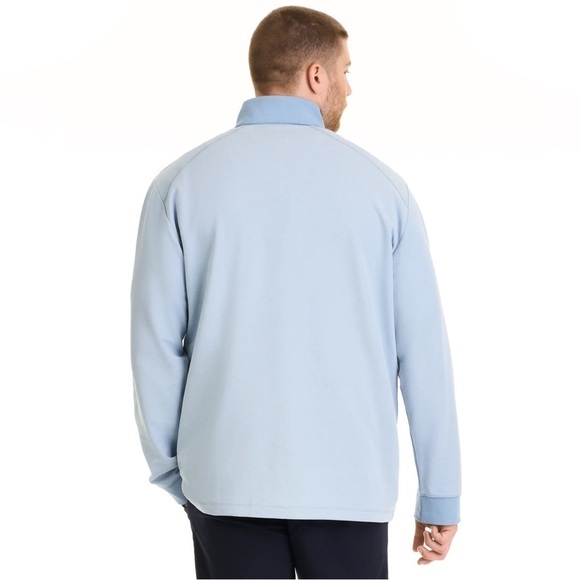 Van Heusen Essential Stain Shield Pique Quarter Zip Pullover in Ashley Blue 3XLT - Picture 10 of 11